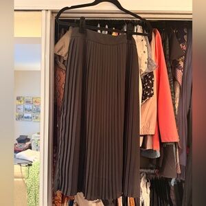 J. Crew Black Pleated Midi Skirt